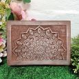 Love Carved Mandala Wood Trinket Box