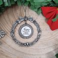 Personalised Christmas Photo Ornament Silver Wreath