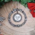 First Christmas Together Photo Ornament Silver Wreath