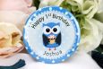 Personalised  Birthday Badge - Blue Owl - Any Age