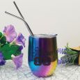 60th Birthday Rainbow Tumbler Stemless Wine Glass