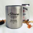 Groom Engraved Silver Stubby Can Cooler Personalised