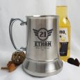 21st Birthday Engraved Personalised Stainless Beer Stein Glass (M)