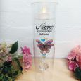 Naming Day Glass Candle Holder Rainbow Butterfly