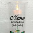 Baby Memorial Glass Candle Holder Green Butterfly