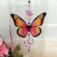 60th Birthday Glass Candle Holder Pink Butterfly