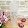 Personalised Easter Frosted Glass Vase - Floral Bunny