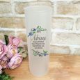 Birthday Frosted Glass Vase - Blue Camellia