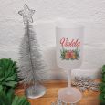 Christmas Frosted Wine Glass Goblet Bell Wreath