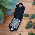 Black Leather keyring with Message
