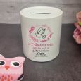 Christening Money Box Coin Bank-Pink Dove