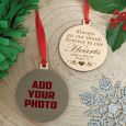 Memorial Christmas Photo Wooden Ornament - Our Hearts
