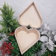 Wooden Christmas Heart Box Bells