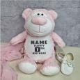 1st Birthday Bear Pink Cubbie Plush