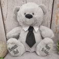 Grey Birthday Bear with Black Tie 30cm