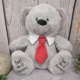 Grey Baby Boy Bear with Red Tie 30cm