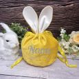 Personalised Easter Bunny Velvet Gift Bag - Mustard