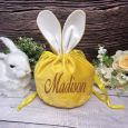 Personalised Easter Bunny Velvet Gift Bag - Mustard