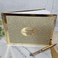 Personalised Baptism Guest Book Album Gold Glitter