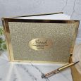 Personalised Naming Day Guest Book Album Gold Glitter