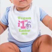 Personalised 1st Easter Bib - Pink Bunny