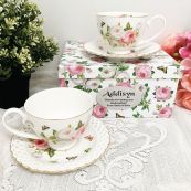 Cup & Saucer Set in Godmother Box - Butterfly Rose