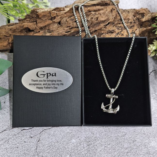 Stainless Steel Anchor Necklace Gift for Grandad