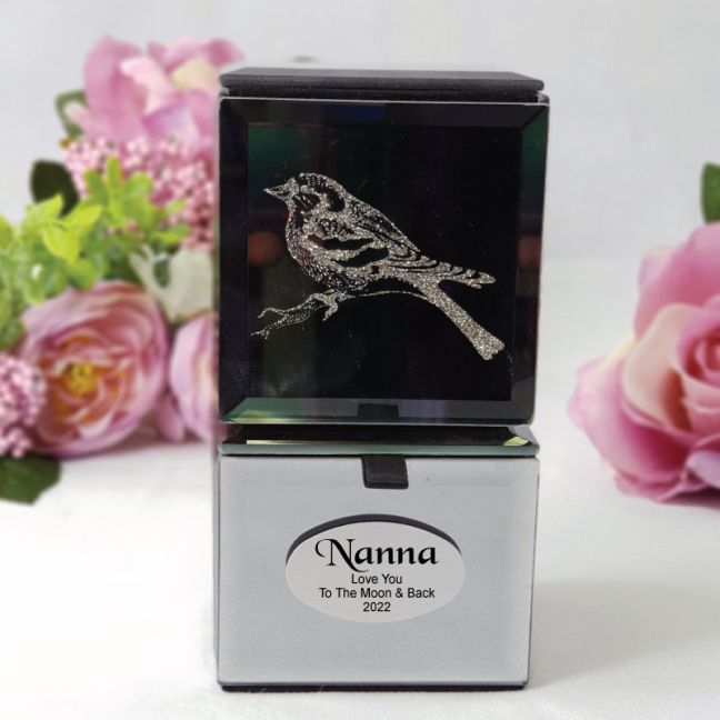 Nana Mini Mirrored Trinket Box - Bird