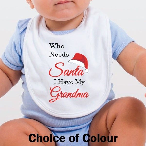  Personalised Christmas Baby Bib - Who Needs Santa