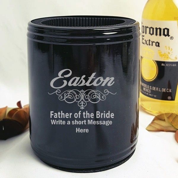 Father Of The Bride Engraved Black Can Cooler Personalised