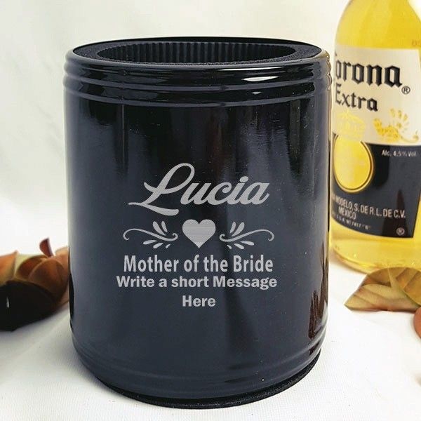 Mother Of The Bride Engraved Black Can Cooler Personalised