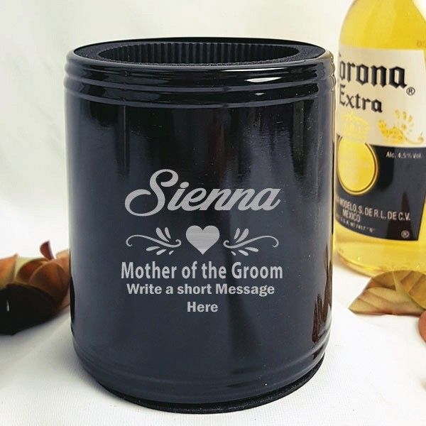 Mother Of The Groom Engraved Black Can Cooler Personalised