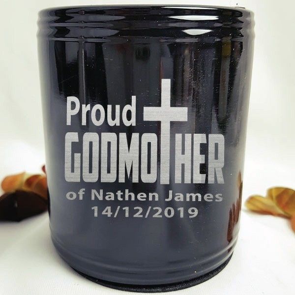 Godmother Engraved Black Can Cooler Personalised
