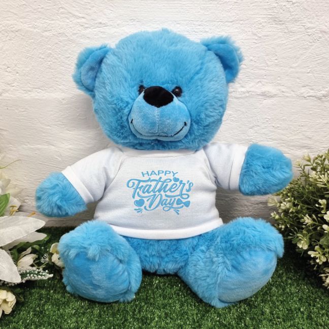 Happy Fathers Day Teddy Bear 30cm Plush Blue