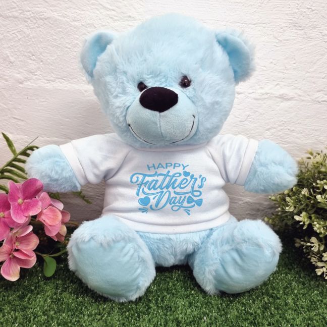 Happy Fathers Day Teddy Bear 30cm Plush Light Blue