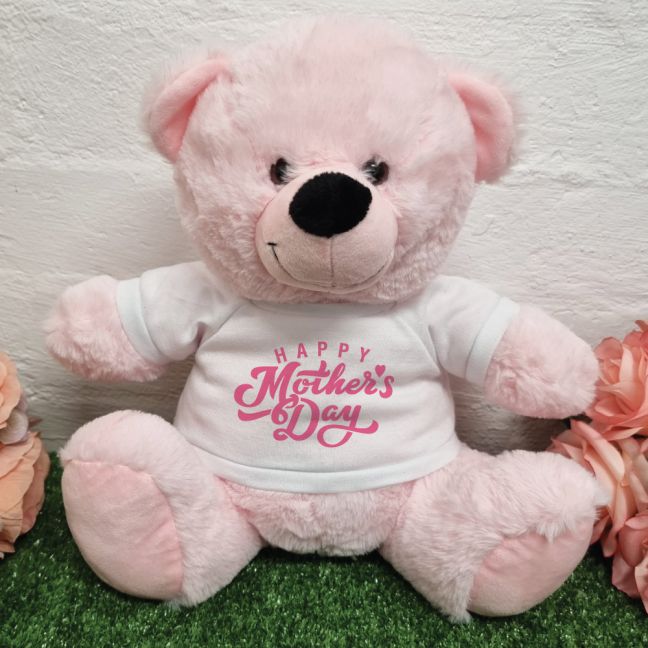 Happy Mothers Day Teddy Bear 30cm Plush Light Pink