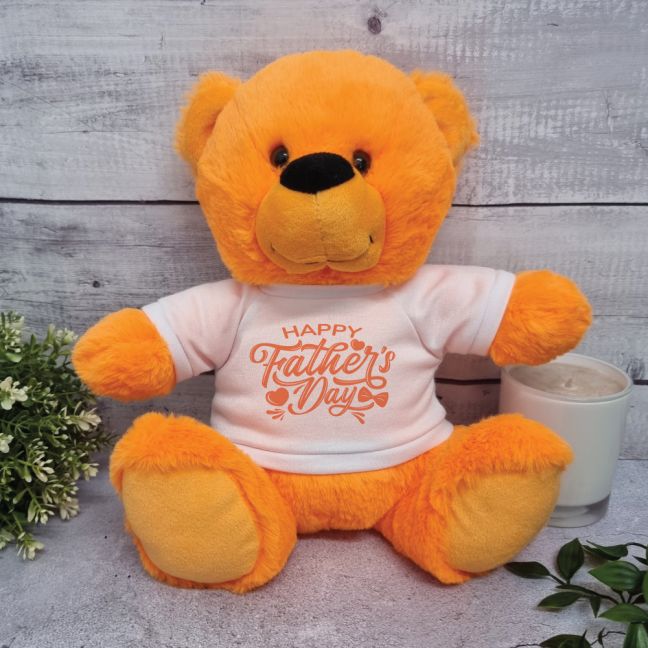 Happy Fathers Day Teddy Bear 30cm Plush Orange