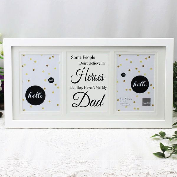 Dad White Gallery Collage Frame Typography Print - My Hero