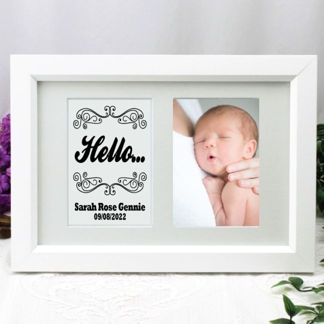 Baby Photo Frame Typography Print 4x6 White