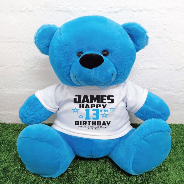 Personalised 13th Birthday Bear Blue 40cm
