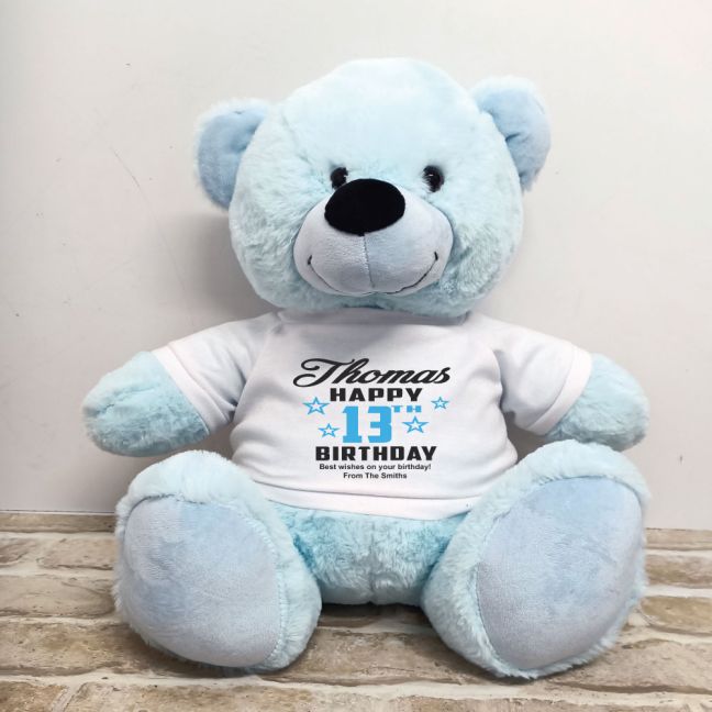 Personalised 13th Birthday Bear Light Blue 40cm
