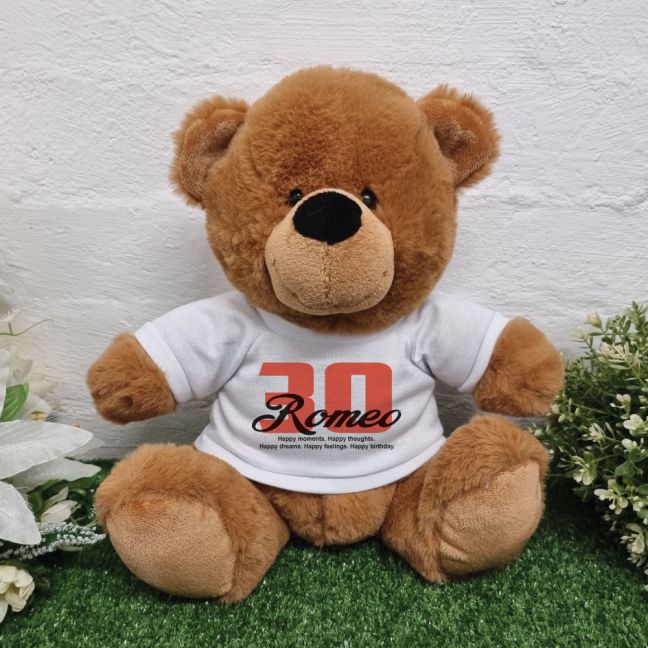 Personalised 30th Birthday Bear Brown Plush 30cm