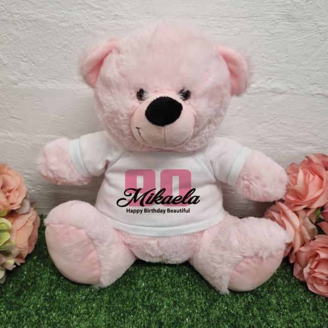 90th Birthday Bear Light Pink Plush 30cm