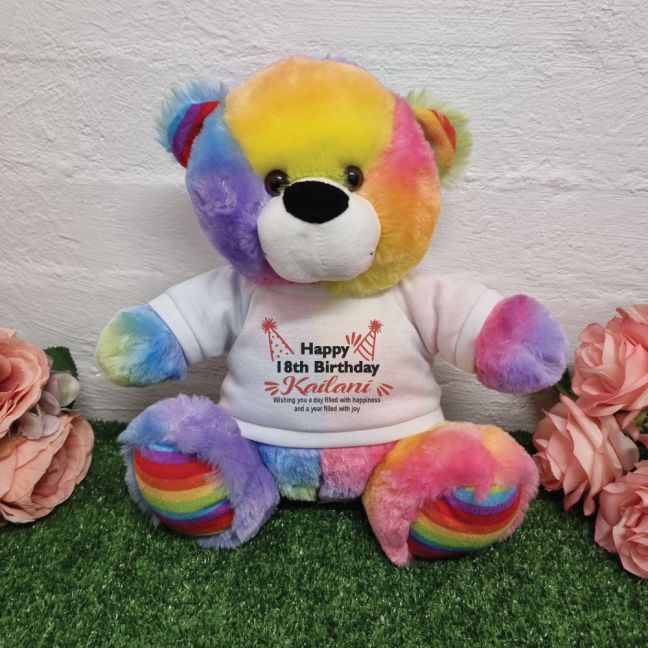 18th Birthday party Bear Rainbow Plush 30cm