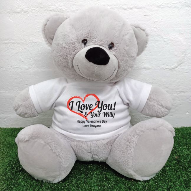 Valentines Day Bear Love Your Naughty Bits - 40cm Grey