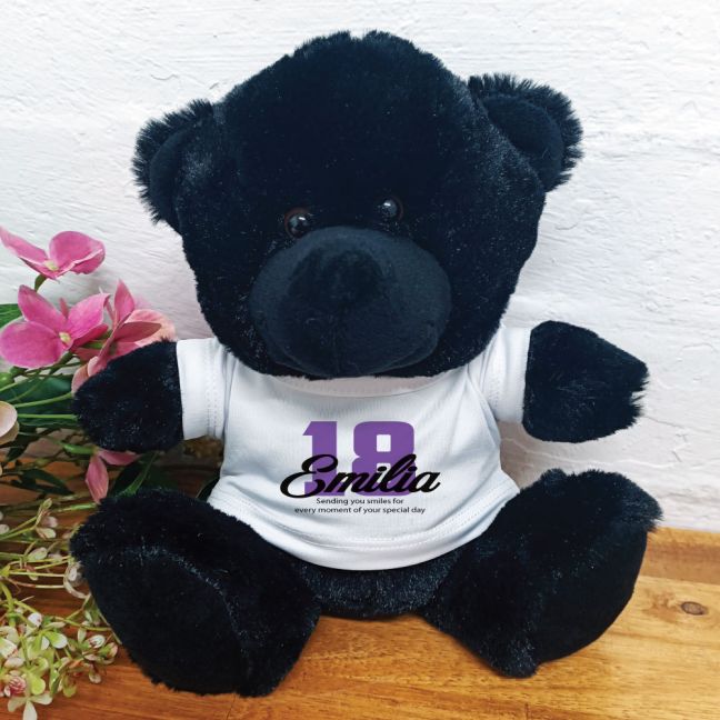 18th Birthday Teddy Bear Black Plush