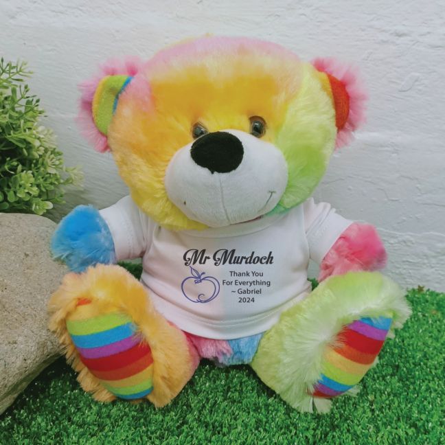 Personalised Teacher Bear Rainbow Plush