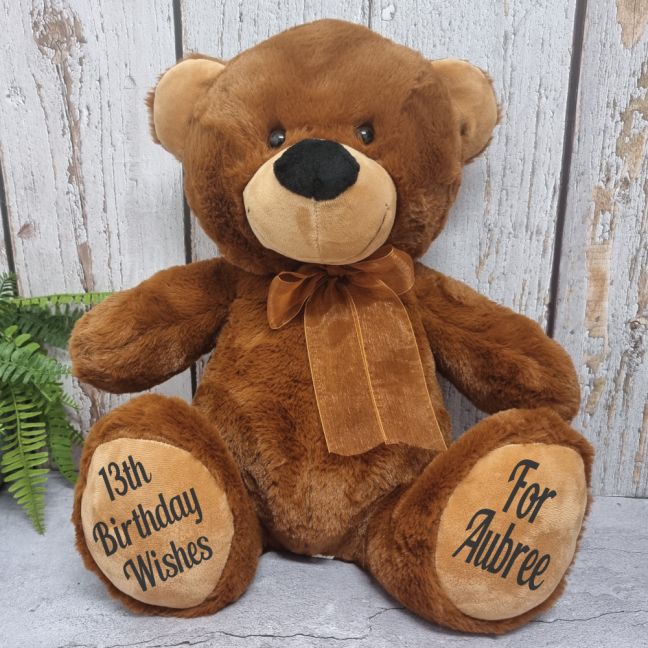 Personalised 13th Birthday Teddy Bear 40cm Plush Brown