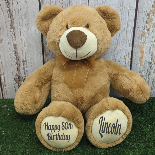 80th Birthday Bear Gordy Brown Plush 40cm
