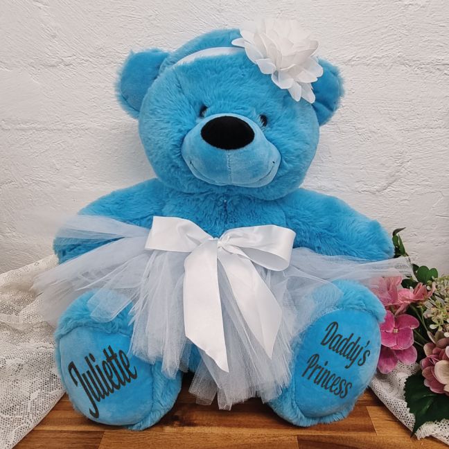 Personalised Princess Teddy Bear 40cm Bright Blue
